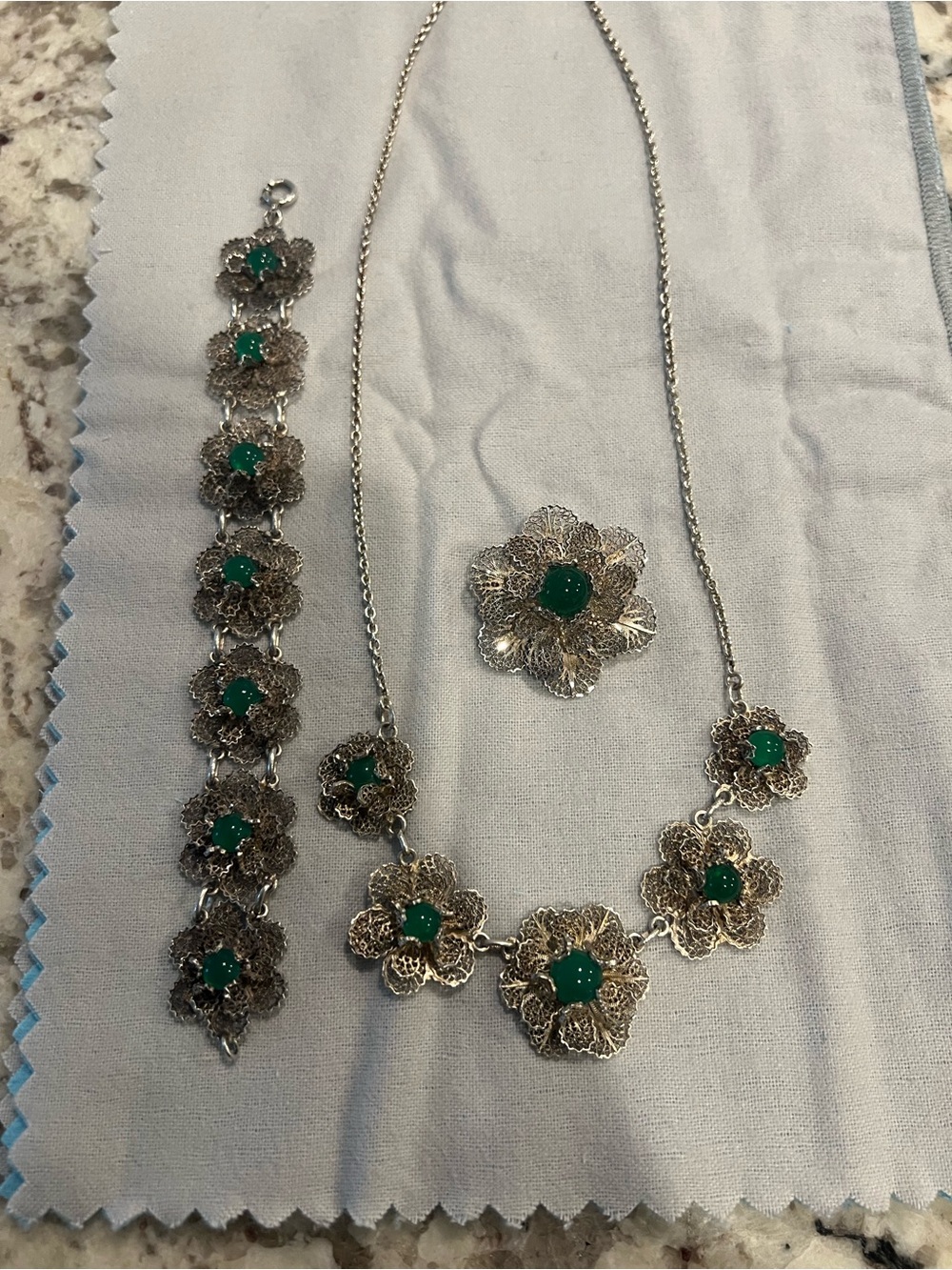 925 Sterling Silver Vintage Portuguese Filigree Jewelry Set